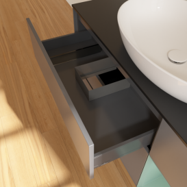 Тумба под раковину Villeroy & Boch Finion 120х50,1 см с подсветкой МДФ антрацит матовый лак/стекло черное матовое F952GMGK