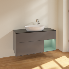 Тумба под раковину Villeroy & Boch Finion 120х50,1 см с подсветкой МДФ антрацит матовый лак/стекло черное матовое F952GMGK