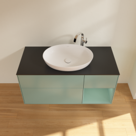 Тумба под раковину Villeroy & Boch Finion 120х50,1 см с подсветкой МДФ оливковый матовый лак/стекло черное матовое F952GMGM