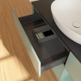 Тумба под раковину Villeroy & Boch Finion 120х50,1 см с подсветкой МДФ оливковый матовый лак/стекло черное матовое F952GMGM