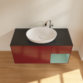 Тумба под раковину Villeroy & Boch Finion 120х50,1 см с подсветкой МДФ пион матовый лак/стекло черное матовое F952GMHB