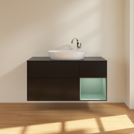 Тумба под раковину Villeroy & Boch Finion 120х50,1 см с подсветкой МДФ черный матовый лак/стекло черное матовое F952GMPD