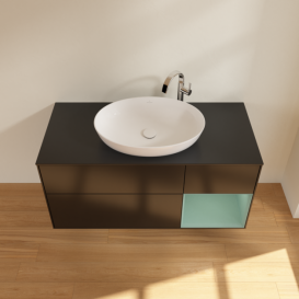 Тумба под раковину Villeroy & Boch Finion 120х50,1 см с подсветкой МДФ черный матовый лак/стекло черное матовое F952GMPD