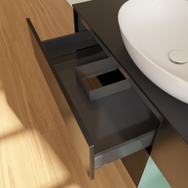 Тумба под раковину Villeroy & Boch Finion 120х50,1 см с подсветкой МДФ черный матовый лак/стекло черное матовое F952GMPD