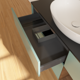 Тумба под раковину Villeroy & Boch Finion 120х50,1 см с подсветкой МДФ оливковый матовый лак/стекло черное матовое F952GNGM