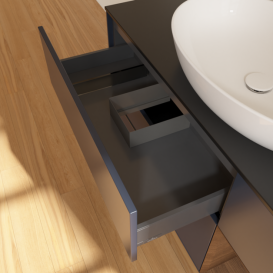 Тумба под раковину Villeroy & Boch Finion 120х50,1 см с подсветкой МДФ темно-синий матовый лак/стекло черное матовое F952GNHG