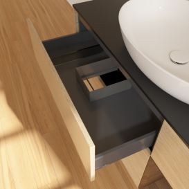 Тумба под раковину Villeroy & Boch Finion 120х50,1 см с подсветкой МДФ шпон дуба/стекло черное матовое F952GNPC