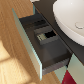 Тумба под раковину Villeroy & Boch Finion 120х50,1 см с подсветкой МДФ оливковый матовый лак/стекло черное матовое F952HBGM