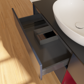 Тумба под раковину Villeroy & Boch Finion 120х50,1 см с подсветкой МДФ темно-синий матовый лак/стекло черное матовое F952HBHG