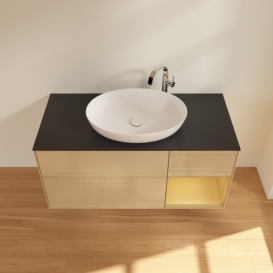 Тумба під раковину Villeroy & Boch Finion 120х50,1 см з підсвічуванням МДФ шпон дуба/скло чорне матове F952HFPC