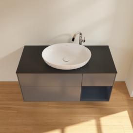 Тумба под раковину Villeroy & Boch Finion 120х50,1 см с подсветкой МДФ антрацит матовый лак/стекло черное матовое F952HGGK