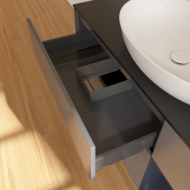 Тумба под раковину Villeroy & Boch Finion 120х50,1 см с подсветкой МДФ антрацит матовый лак/стекло черное матовое F952HGGK