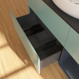 Тумба под раковину Villeroy & Boch Finion 120х50,1 см с подсветкой МДФ оливковый матовый лак/стекло черное матовое F952HGGM