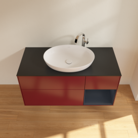 Тумба під раковину Villeroy & Boch Finion 120х50,1 см з підсвічуванням МДФ півонія матовий лак/скло чорне матове F952HGHB