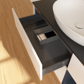 Тумба під раковину Villeroy & Boch Finion 120х50,1 см із підсвічуванням МДФ білий матовий лак/скло чорне матове F952HGMT