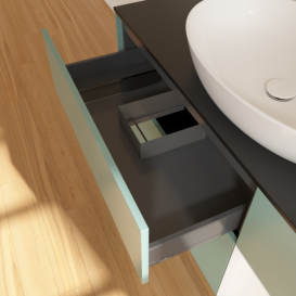 Тумба под раковину Villeroy & Boch Finion 120х50,1 см с подсветкой МДФ оливковый матовый лак/стекло черное матовое F952MTGM