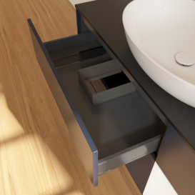 Тумба под раковину Villeroy & Boch Finion 120х50,1 см с подсветкой МДФ темно-синий матовый лак/стекло черное матовое F952MTHG