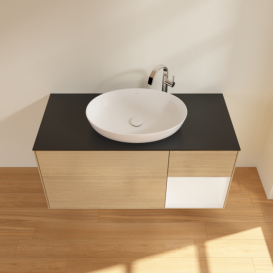 Тумба под раковину Villeroy & Boch Finion 120х50,1 см с подсветкой МДФ шпон дуба/стекло черное матовое F952MTPC