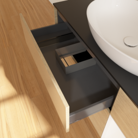 Тумба под раковину Villeroy & Boch Finion 120х50,1 см с подсветкой МДФ шпон дуба/стекло черное матовое F952MTPC