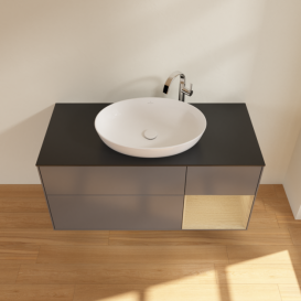 Тумба под раковину Villeroy & Boch Finion 120х50,1 см с подсветкой МДФ антрацит матовый лак/стекло черное матовое F952PCGK