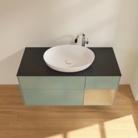 Тумба под раковину Villeroy & Boch Finion 120х50,1 см с подсветкой МДФ оливковый матовый лак/стекло черное матовое F952PCGM