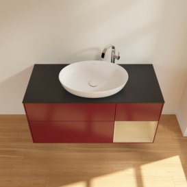 Тумба под раковину Villeroy & Boch Finion 120х50,1 см с подсветкой МДФ пион матовый лак/стекло черное матовое F952PCHB