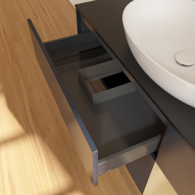 Тумба под раковину Villeroy & Boch Finion 120х50,1 см с подсветкой МДФ темно-синий матовый лак/стекло черное матовое F952PCHG