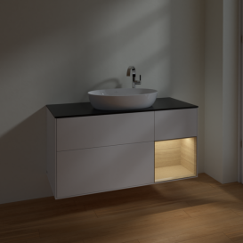 Тумба под раковину Villeroy & Boch Finion 120х50,1 см с подсветкой МДФ белый матовый лак/стекло черное матовое F952PCMT