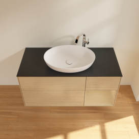 Тумба под раковину Villeroy & Boch Finion 120х50,1 см с подсветкой МДФ шпон дуба/стекло черное матовое F952PCPC