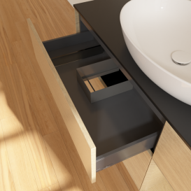 Тумба под раковину Villeroy & Boch Finion 120х50,1 см с подсветкой МДФ шпон дуба/стекло черное матовое F952PCPC