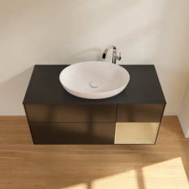 Тумба под раковину Villeroy & Boch Finion 120х50,1 см с подсветкой МДФ черный матовый лак/стекло черное матовое F952PCPD