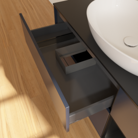 Тумба под раковину Villeroy & Boch Finion 120х50,1 см с подсветкой МДФ темно-синий матовый лак/стекло черное матовое F952PDHG