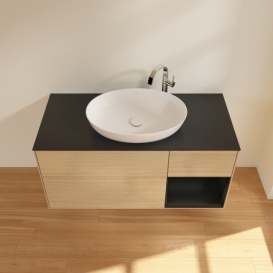 Тумба под раковину Villeroy & Boch Finion 120х50,1 см с подсветкой МДФ шпон дуба/стекло черное матовое F952PDPC