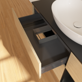 Тумба под раковину Villeroy & Boch Finion 120х50,1 см с подсветкой МДФ шпон дуба/стекло черное матовое F952PDPC