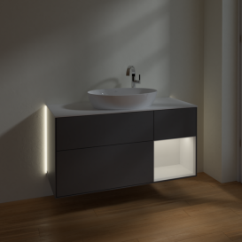 Тумба под раковину Villeroy & Boch Finion 120х50,1 см с подсветкой МДФ антрацит матовый лак/стекло белое матовое G951GFGK