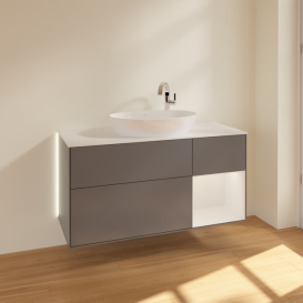 Тумба под раковину Villeroy & Boch Finion 120х50,1 см с подсветкой МДФ антрацит матовый лак/стекло белое матовое G951GFGK
