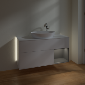 Тумба под раковину Villeroy & Boch Finion 120х50,1 см с подсветкой МДФ глянцевый белый лак/стекло белое матовое G951GKGF