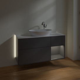 Тумба под раковину Villeroy & Boch Finion 120х50,1 см с подсветкой МДФ антрацит матовый лак/стекло белое матовое G951GKGK