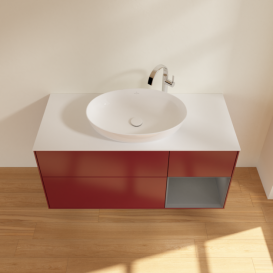 Тумба под раковину Villeroy & Boch Finion 120х50,1 см с подсветкой МДФ пион матовый лак/стекло белое матовое G951GKHB