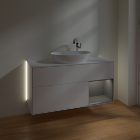Тумба под раковину Villeroy & Boch Finion 120х50,1 см с подсветкой МДФ белый матовый лак/стекло белое матовое G951GKMT
