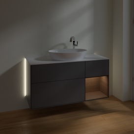 Тумба под раковину Villeroy & Boch Finion 120х50,1 см с подсветкой МДФ антрацит матовый лак/стекло белое матовое G951GNGK