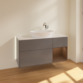 Тумба под раковину Villeroy & Boch Finion 120х50,1 см с подсветкой МДФ антрацит матовый лак/стекло белое матовое G951GNGK