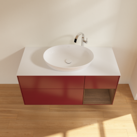 Тумба под раковину Villeroy & Boch Finion 120х50,1 см с подсветкой МДФ пион матовый лак/стекло белое матовое G951GNHB