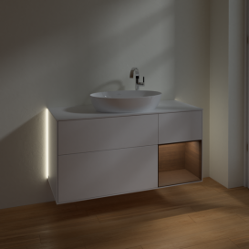 Тумба под раковину Villeroy & Boch Finion 120х50,1 см с подсветкой МДФ белый матовый лак/стекло белое матовое G951GNMT