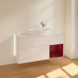 Тумба под раковину Villeroy & Boch Finion 120х50,1 см с подсветкой МДФ глянцевый белый лак/стекло белое матовое G951HBGF