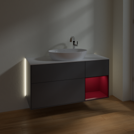 Тумба под раковину Villeroy & Boch Finion 120х50,1 см с подсветкой МДФ антрацит матовый лак/стекло белое матовое G951HBGK