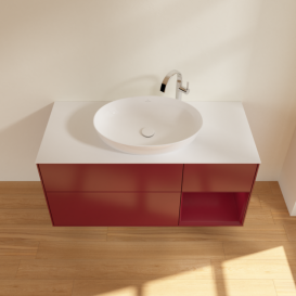 Тумба под раковину Villeroy & Boch Finion 120х50,1 см с подсветкой МДФ пион матовый лак/стекло белое матовое G951HBHB