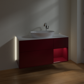 Тумба под раковину Villeroy & Boch Finion 120х50,1 см с подсветкой МДФ пион матовый лак/стекло белое матовое G951HBHB