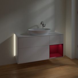 Тумба под раковину Villeroy & Boch Finion 120х50,1 см с подсветкой МДФ белый матовый лак/стекло белое матовое G951HBMT