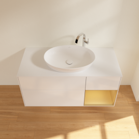 Тумба под раковину Villeroy & Boch Finion 120х50,1 см с подсветкой МДФ глянцевый белый лак/стекло белое матовое G951HFGF